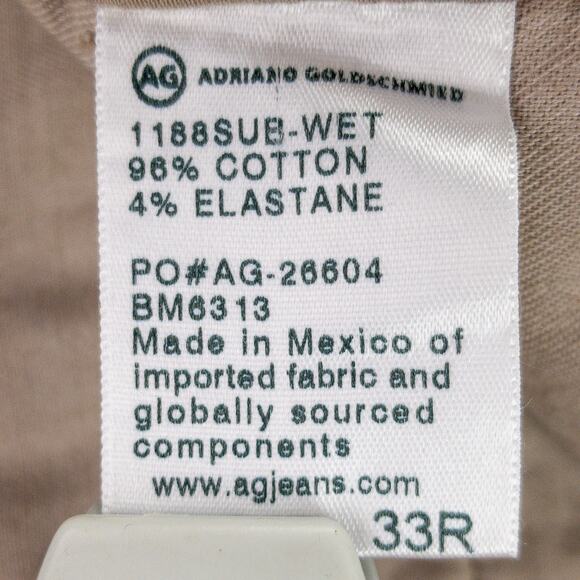 AG Slim Fit Chino Pants 33x33 Beige Stretch Lux Line Twill by Goldschmied - Picture 3 of 12